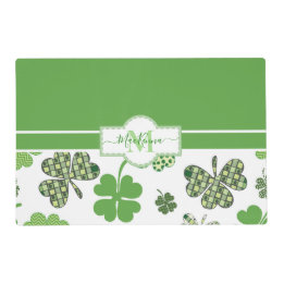 Personalisiertes Irisch Grünes Kleeblatt St. Patri Laminiertes Tischset