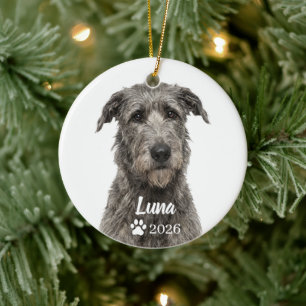 Personalisiertes Irischer Wolfshund-Hundefoto-Orna Keramik Ornament
