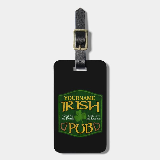 Personalisiertes irisches Pub-Schild Gepäckanhänger (Vorderseite vertikal)