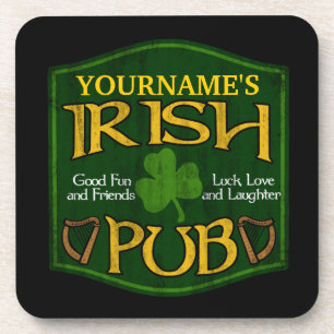 Personalisiertes irisches Pub-Schild Getränkeuntersetzer