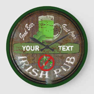 Personalisiertes irisches Pub-Schild Große Wanduhr