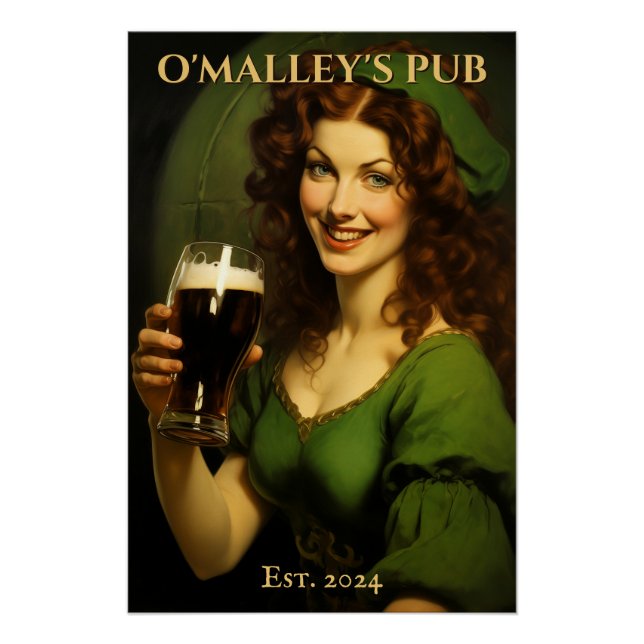 Personalisiertes irisches Pub-Schild | St. Patrick Poster (Vorderseite)