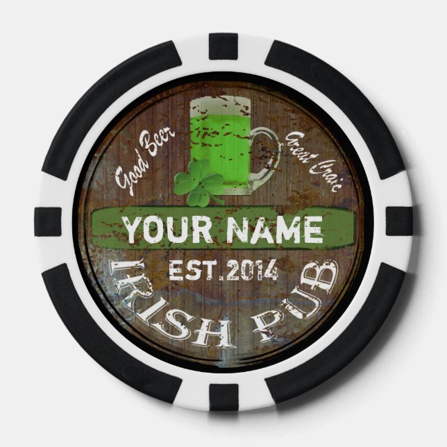 Personalisiertes irisches Pub-Zeichen Pokerchips (Vorderseite)
