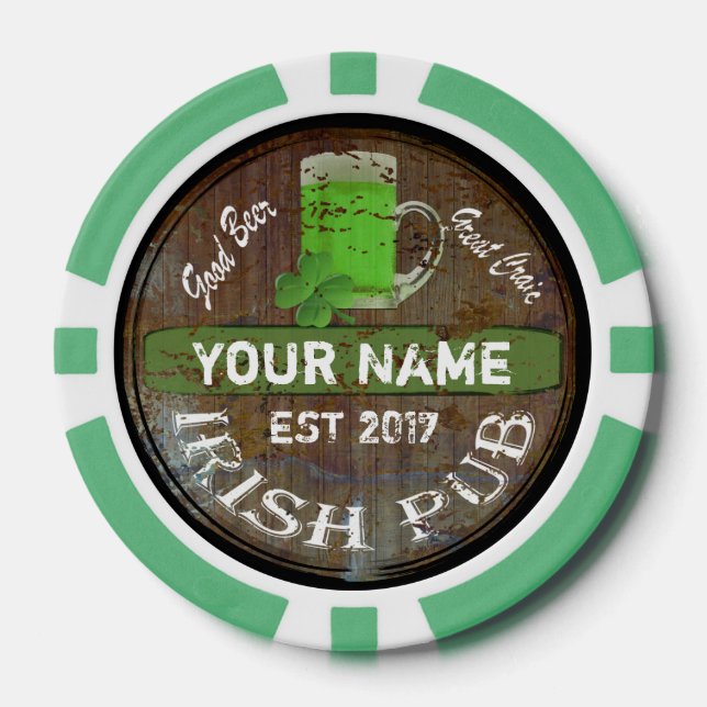 Personalisiertes irisches Pub-Zeichen Pokerchips (Vorderseite)