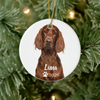 Personalisiertes Irisches Setter-Rot-Hund-Foto-Orn Keramik Ornament
