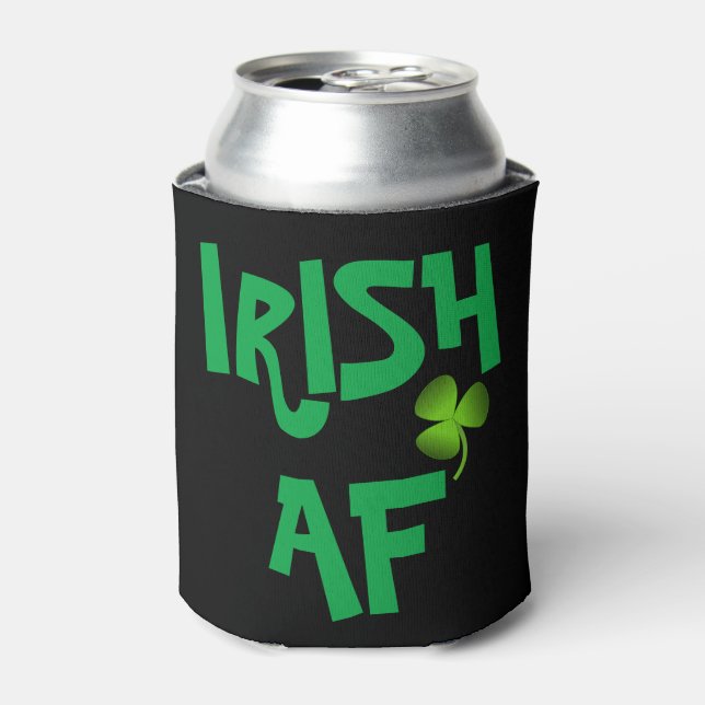 Personalisiertes Irish AF Kleeblatt Black Can Cool Dosenkühler (Kanne Vorderseite)