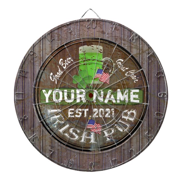 Personalisiertes Irish American Pub sign Dart Boar Dartscheibe (vorne)