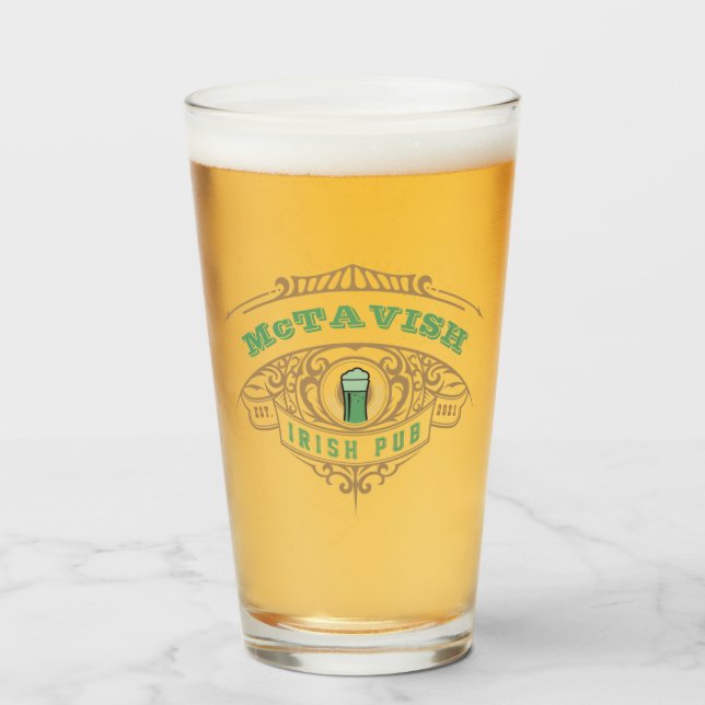 Personalisiertes Irish Pub Beer Glass Glas (Vorne (Gefüllt))