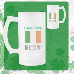 Personalisiertes Irland-Flagge-Erbe Mattglas Bierglas