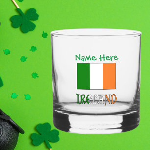 Personalisiertes Irland-Flagge-Erbe Whiskyglas