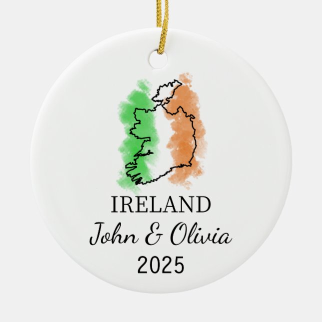 Personalisiertes Irland-Ornament, Irland-Flaggenge Keramik Ornament (Vorne)