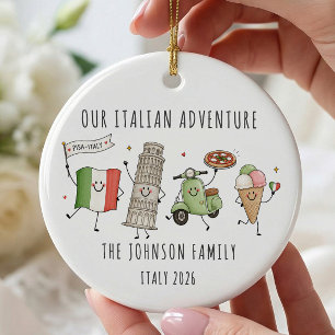 Personalisiertes Italien Familienreise-Ornament Keramik Ornament