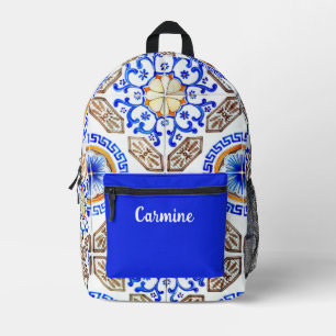 Personalisiertes italienisches Blaumosaik Bedruckter Rucksack