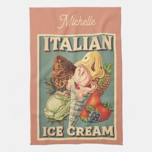 Personalisiertes Italienisches Eisliebhaber Geschirrtuch