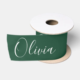 Personalisiertes Jägergrün Elegantes Namens-Satin Satinband