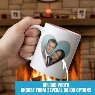 Personalisiertes Jahr Custom Foto Heart Pink Zweifarbige Tasse