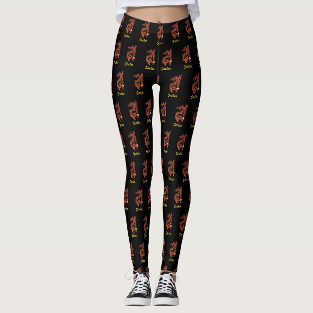 Personalisiertes Jahr der Gewohnheit der Drachen-L Leggings (Vorderseite)