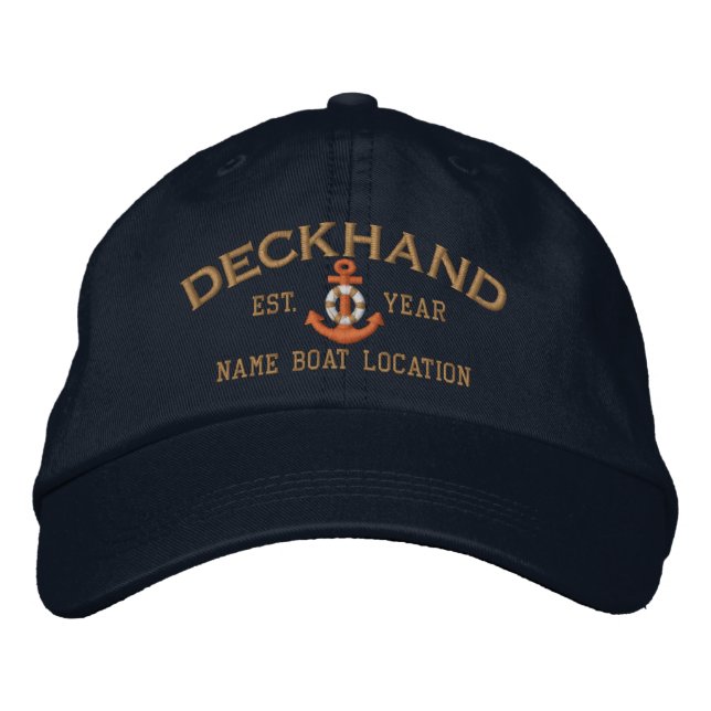 Personalisiertes Jahr Namensdeckhand LifeSaver Ank Bestickte Baseballkappe (Vorderseite)