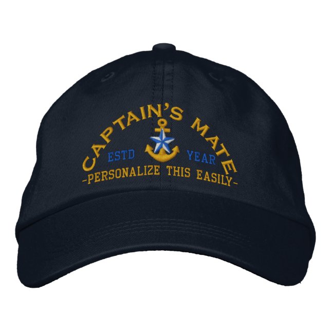 Personalisiertes Jahr und Name Captain Mate Star Bestickte Kappe (Vorderseite)