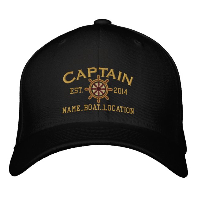 Personalisiertes Jahr und Name Captain Wheel Bestickte Kappe (Vorderseite)