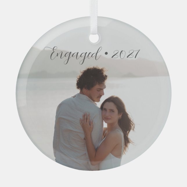 Personalisiertes Jahr Verlobte Weihnachtsschrift Ornament Aus Glas (Vorderseite)