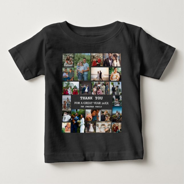 Personalisiertes Jahresende 22 FotoCollage Baby T-shirt (Vorderseite)