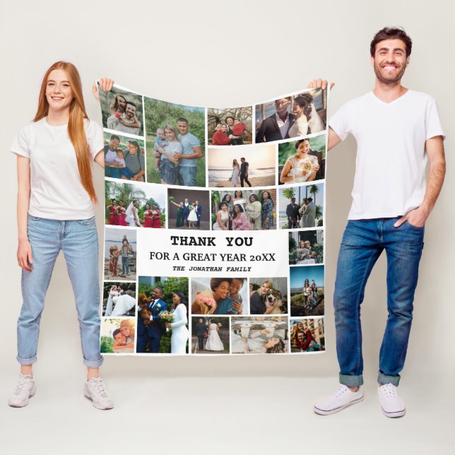 Personalisiertes Jahresende 22 FotoCollage Fleecedecke (Beispiel)
