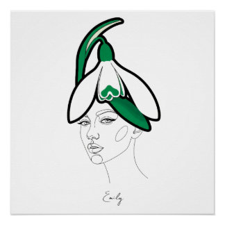 Personalisiertes Januar-Geburtsblumen-Porträt Poster