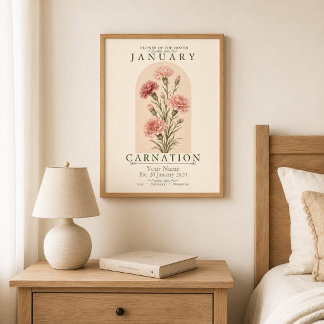 Personalisiertes Januar-Geburtsblumenposter Poster