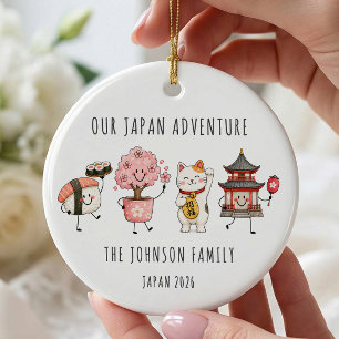 Personalisiertes Japan-Familienreise-Ornament Keramik Ornament