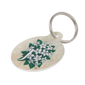 Personalisiertes Jasmin-Blumen-Monogramm Haustiermarke