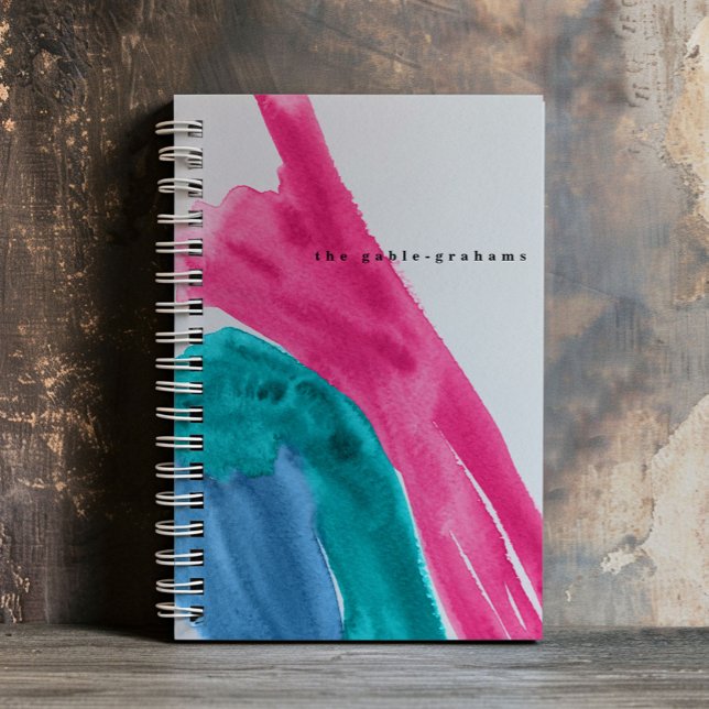 Personalisiertes  Journal in Pink Notizbuch (Bold watercolor strokes in hot pink personalized notebook.)