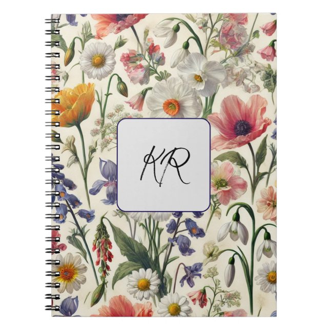 Personalisiertes Journal in schöner botanischer Sc Notizblock (Vorderseite)