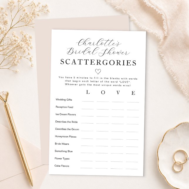 Personalisiertes Junggesellinnenabschied-Scattergo (Bridal Shower Game Card)
