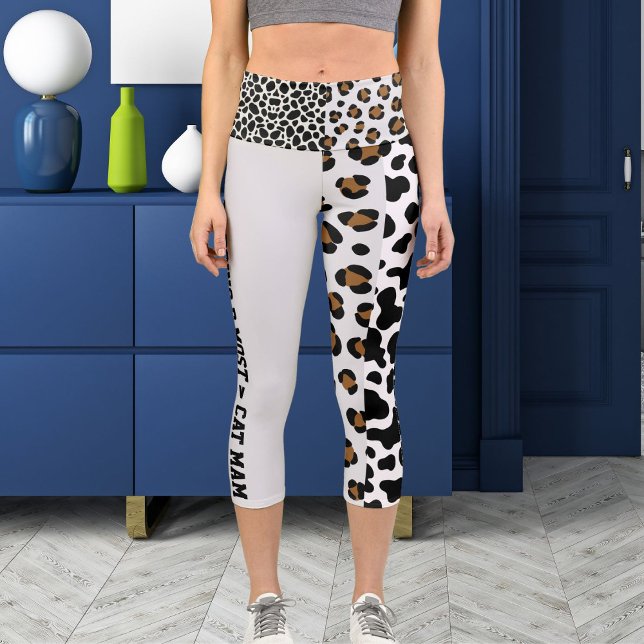 Personalisiertes Jungle Cat Pattern Brown Black Capri Leggings (Von Creator hochgeladen)