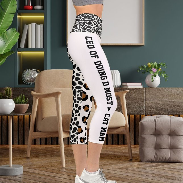 Personalisiertes Jungle Cat Pattern Brown Black Capri Leggings (Von Creator hochgeladen)