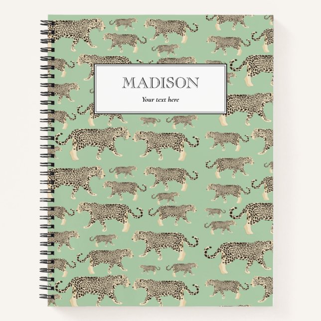 Personalisiertes Jungle Jaguar Tiermuster Notizbuch (Vorderseite)