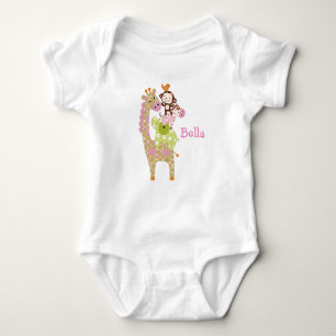 Personalisiertes Jungle Jill/Girl Animals Baby-Shi Baby Strampler