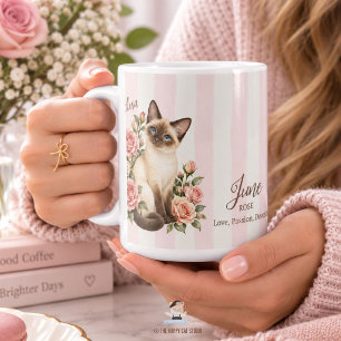 Personalisiertes Juni-Geburtsblumen-Rosen-Katzen-B Kaffeetasse