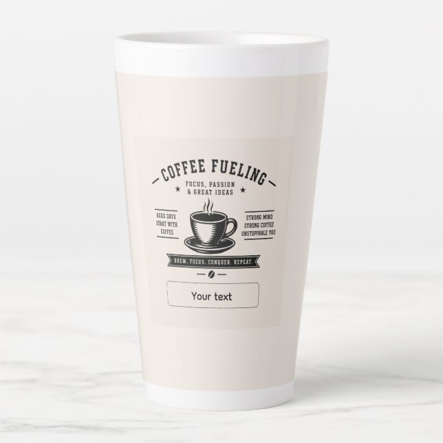 Personalisiertes Kaffee-Zitat-Design – Benutzerdef Milchtasse (Vorderseite)