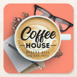 Personalisiertes Kaffeehaus Rechteckiger Pappuntersetzer