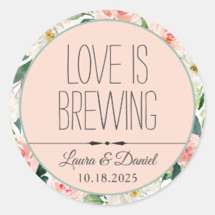 Personalisiertes Kaffeesiegel für Braut und Groom Runder Aufkleber