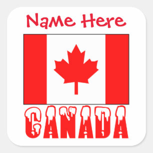 Personalisiertes Kanada-Flagge-Name-Quadrat-Label Quadratischer Aufkleber