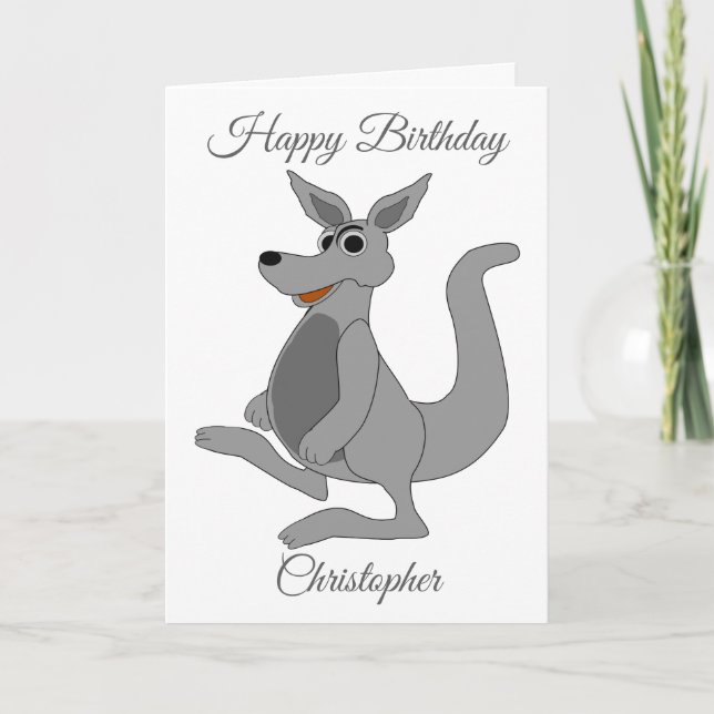 Personalisiertes Kangaroo-Design Geburtstag Karte (Vorderseite)