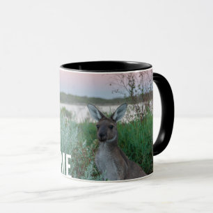 Personalisiertes Känguru Sonnenuntergang See Austr Tasse