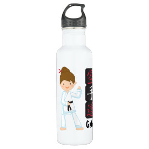 Personalisiertes Karate-Mädchen Edelstahlflasche