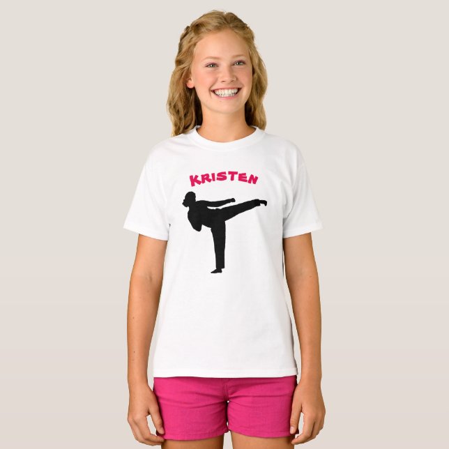 Personalisiertes Karate-Mädchen-Shirt T-Shirt (Vorne ganz)