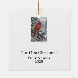Personalisiertes Kardinal-Paar-Weihnachten Keramikornament