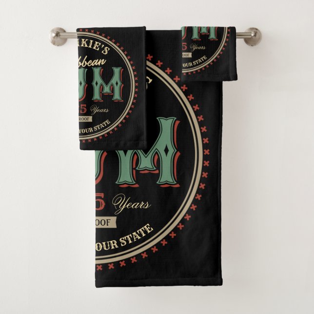 Personalisiertes karibisches Rum-Liquor-Flaschenet Badhandtuch Set (Insitu)