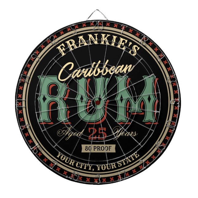 Personalisiertes karibisches Rum-Liquor-Flaschenet Dartscheibe (vorne)